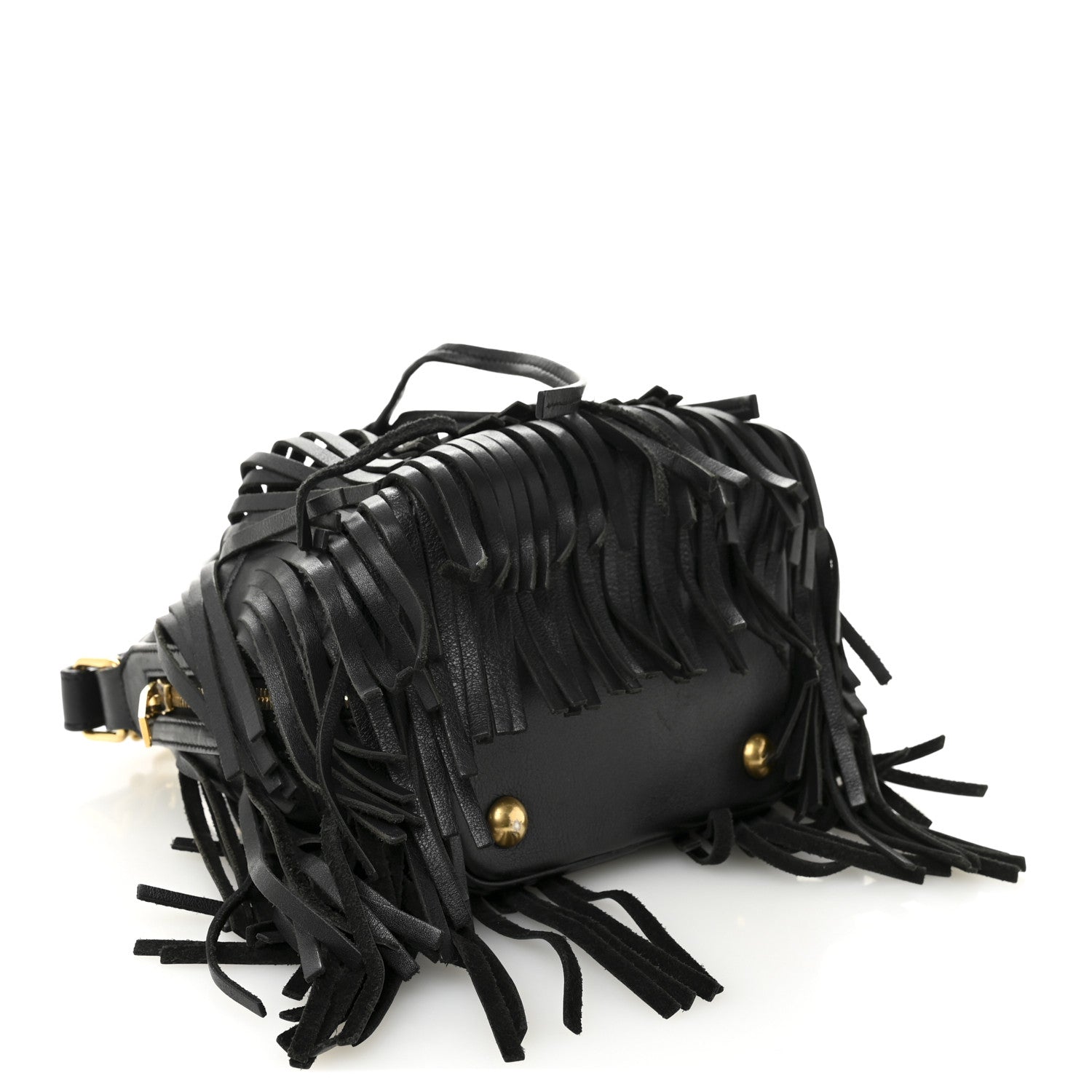 Saint Laurent Calfskin Small Emmanuelle Fringe Bucket Bag Black 4 of 12