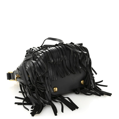 Saint Laurent Calfskin Small Emmanuelle Fringe Bucket Bag Black 4 of 12