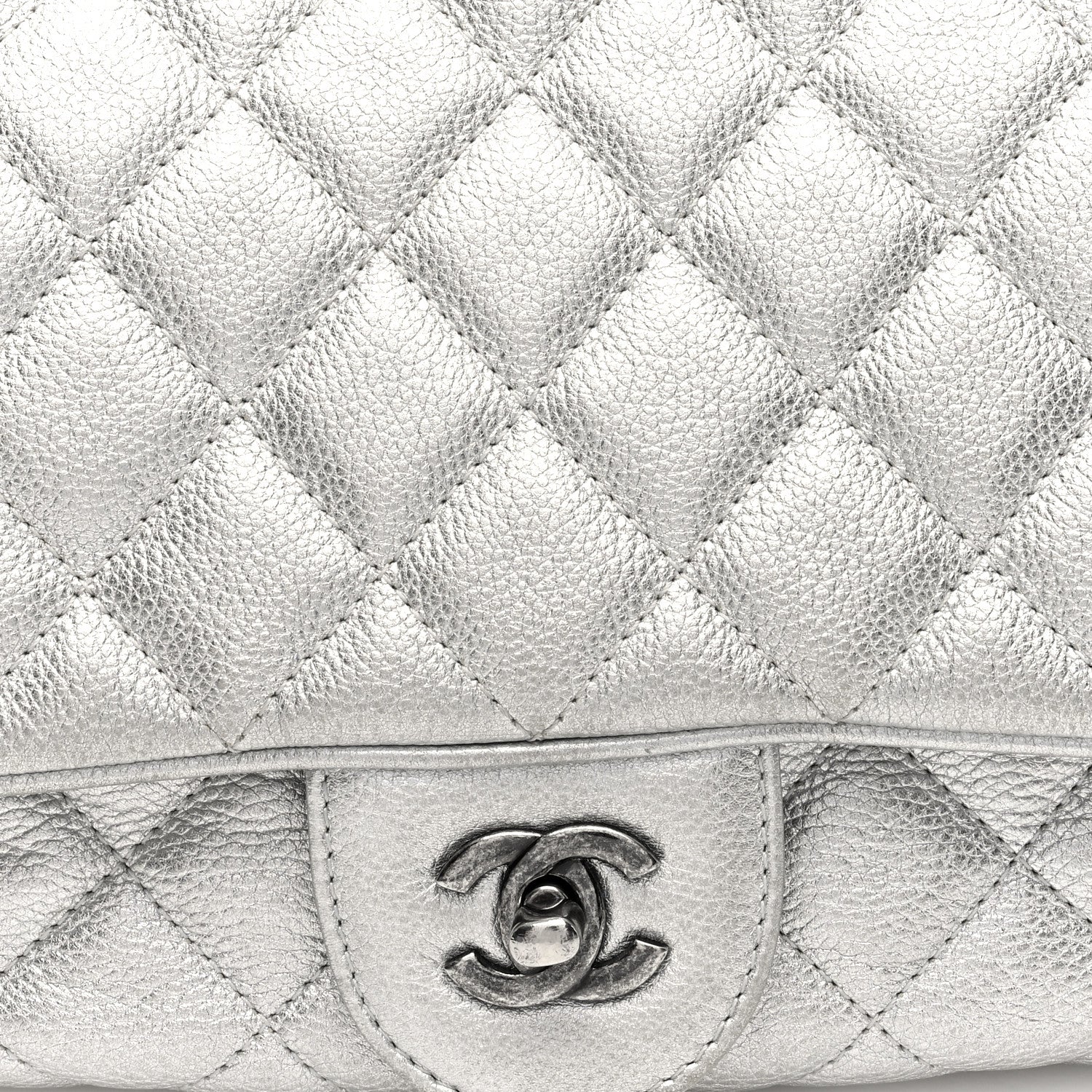 Chanel Metallic Calfskin Quilted Medium Casual Rock Flap Silver 8 of 12