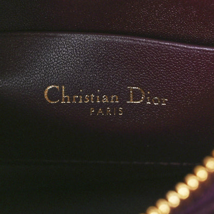 Christian Dior Patent Cannage Caro Zipped Pouch With Chain Amaranth 5 of 11