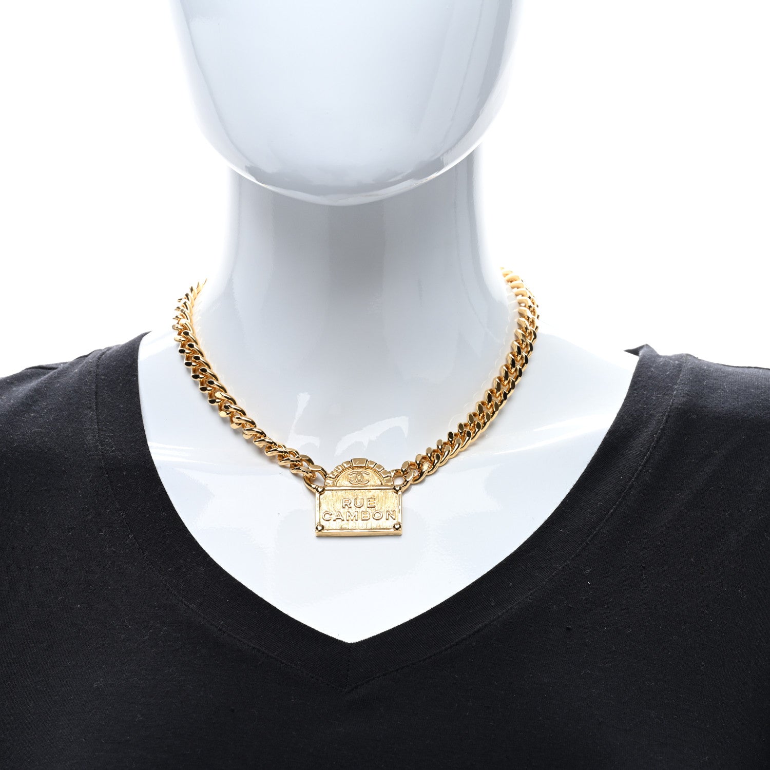 Chanel Metal Chain Link CC Rue Cambon Choker Necklace Gold 3 of 4