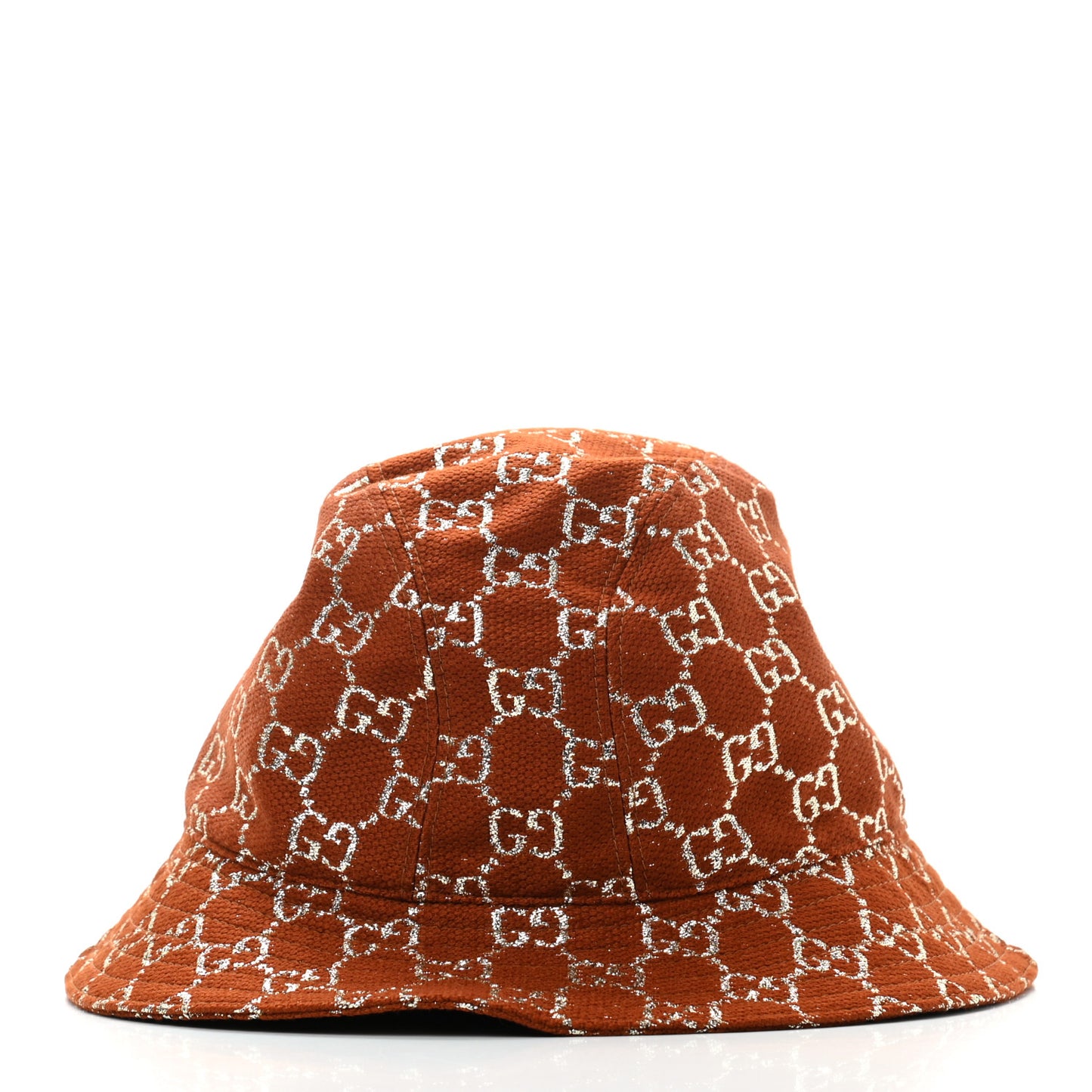 Canvas Lame GG Monogram Bucket Hat M Burnt Orange Silver