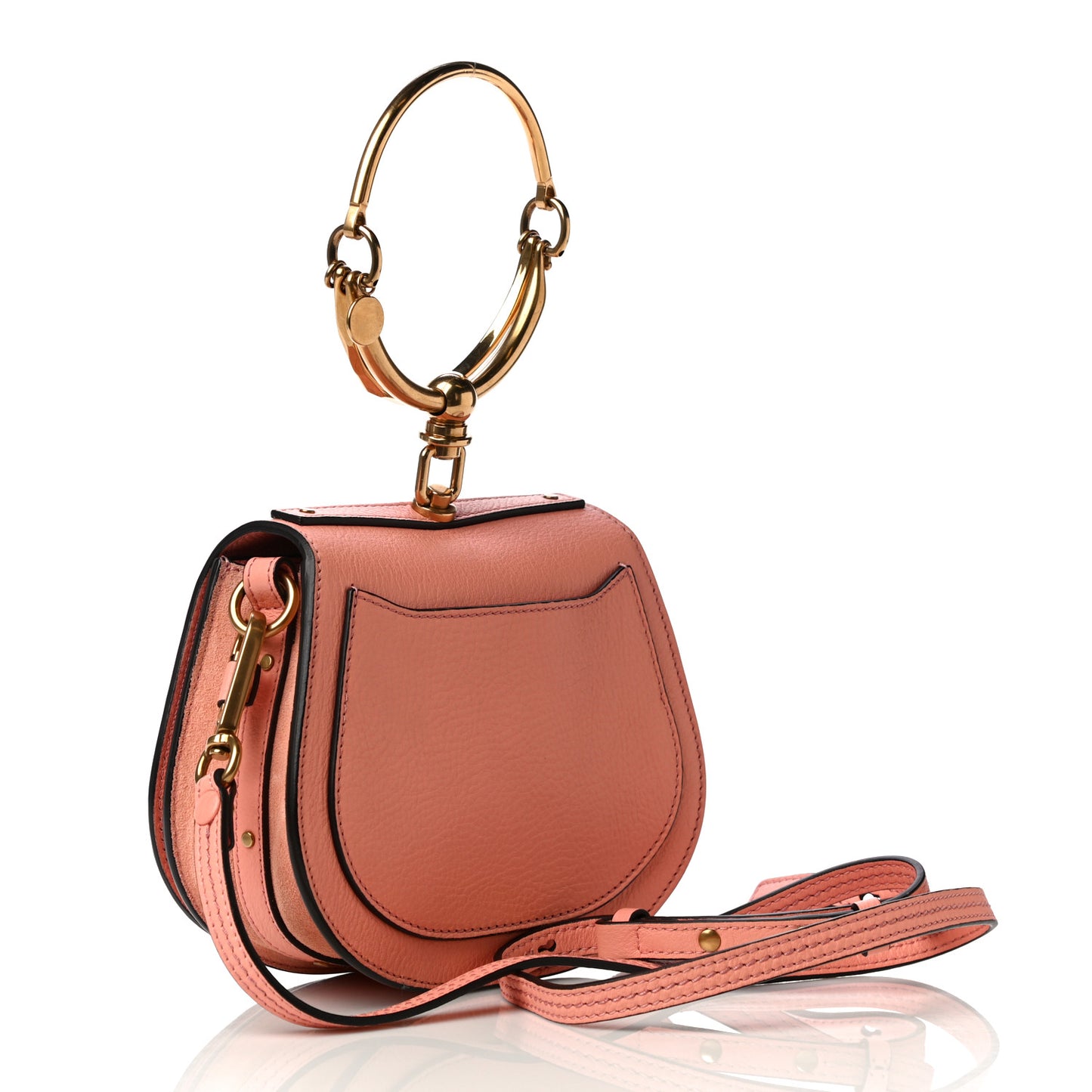 Calfskin Suede Small Nile Bracelet Bag Ideal Blush