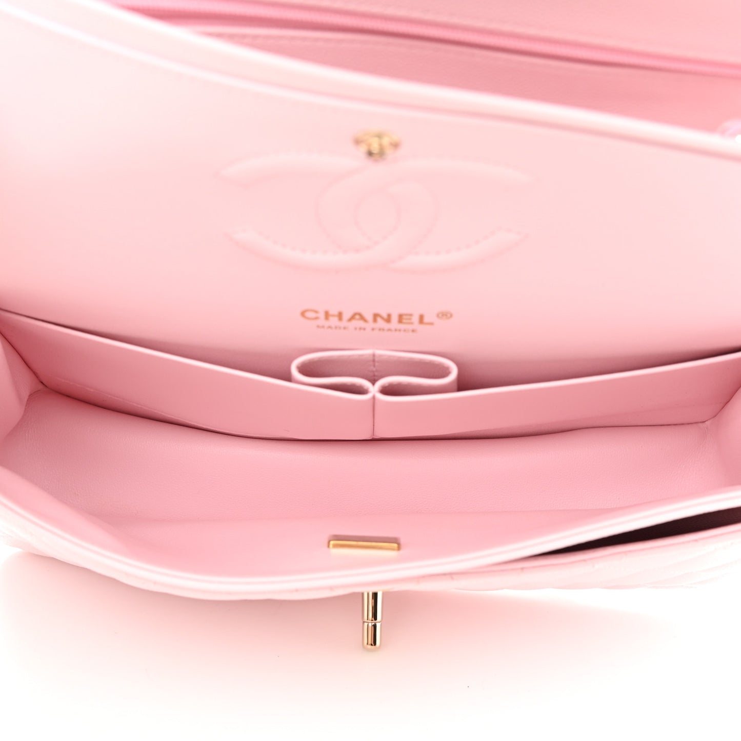 Caviar Quilted Medium Double Flap Light Pink