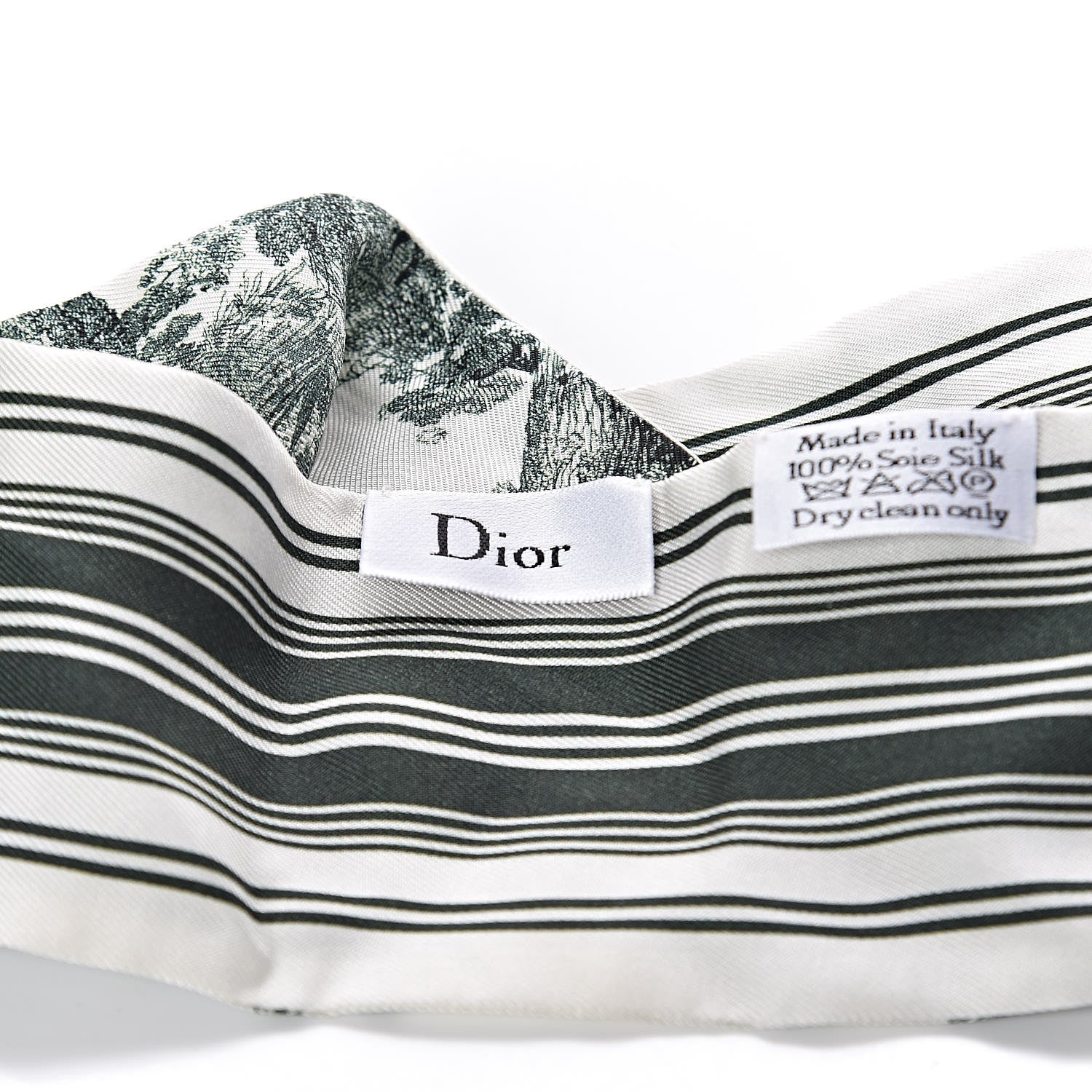 Christian Dior Silk Toile De Jouy Mitzah Scarf Green 3 of 5