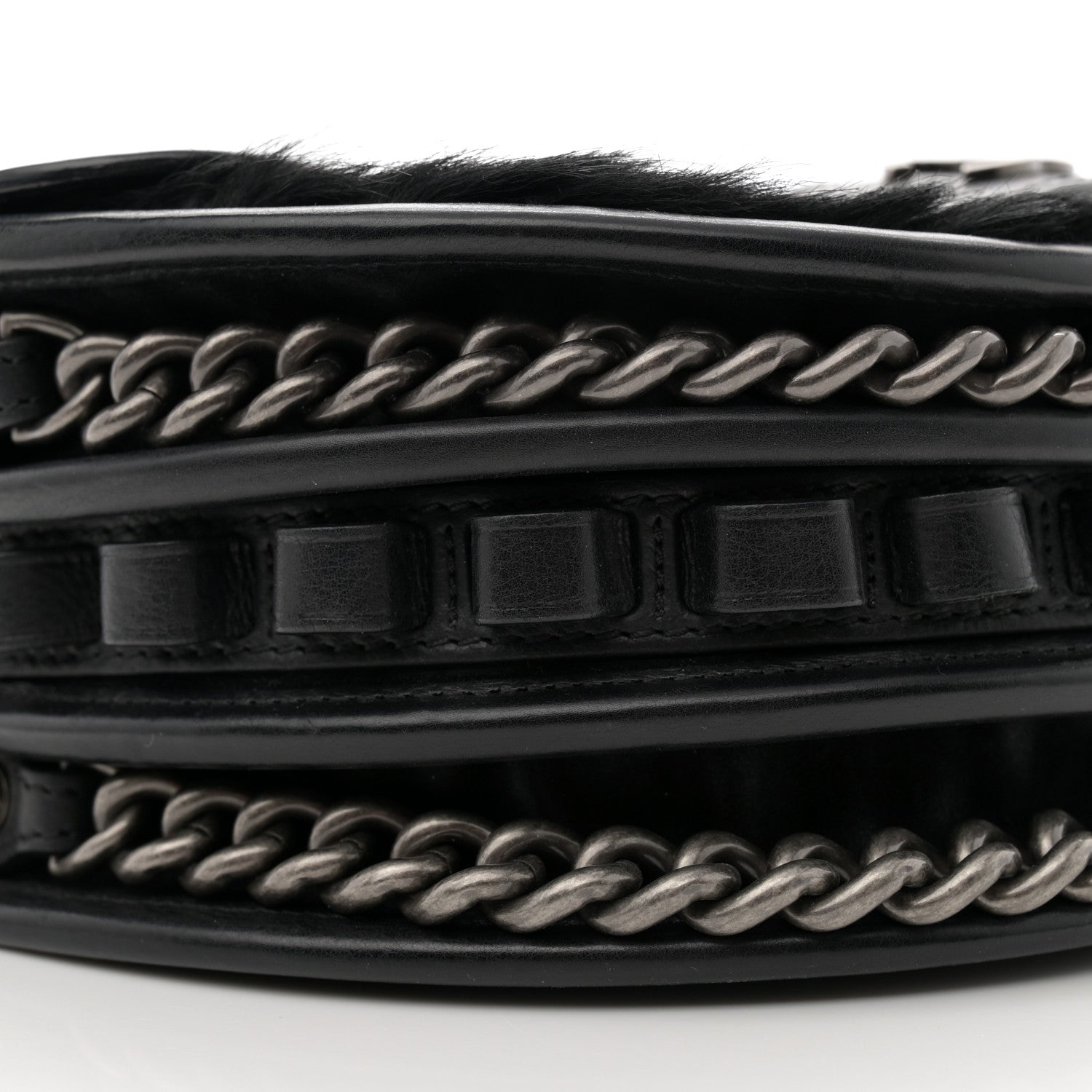 Chanel Pony Hair Calfskin Quilted Dallas Studded Saddle Bag Black 10 of 13