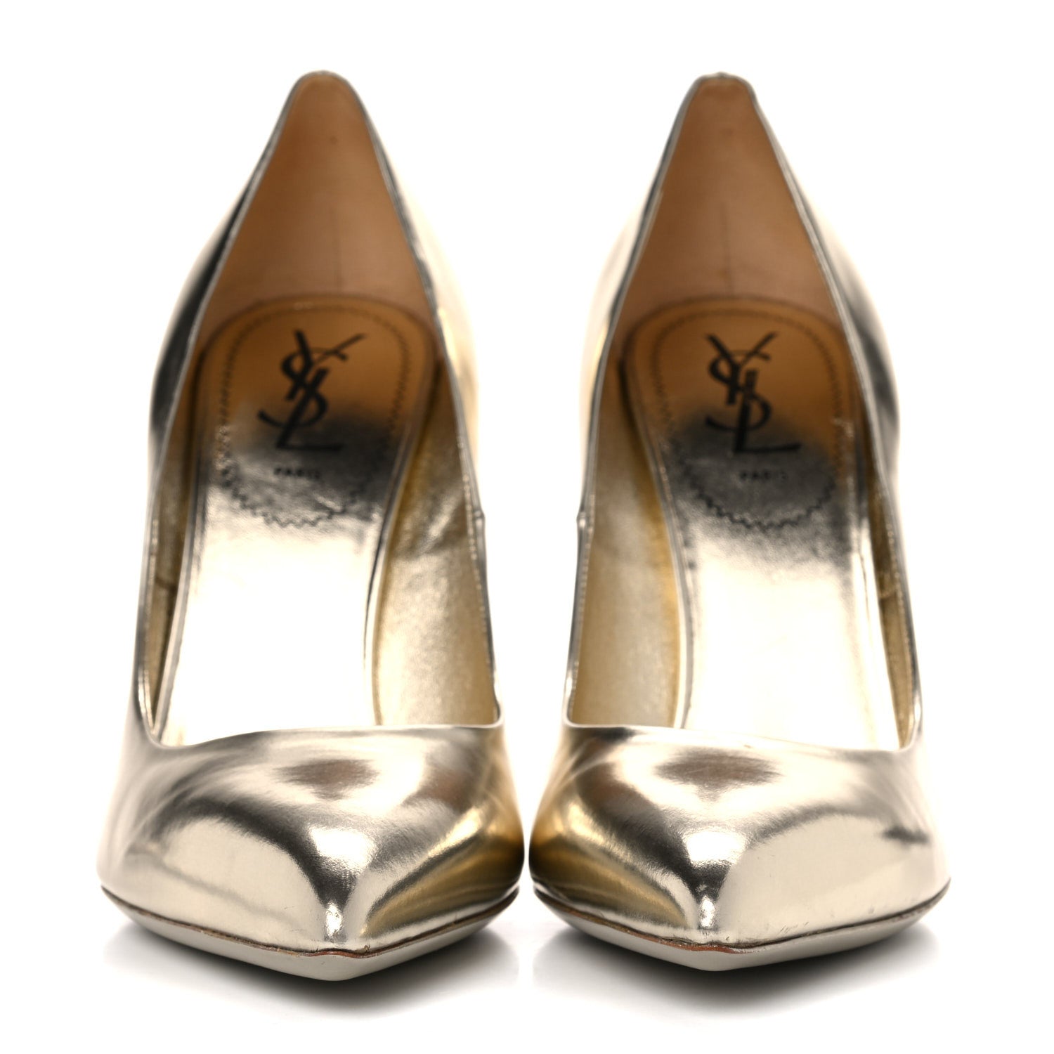 Saint Laurent Calfskin Clara Pumps 40 Gold 2 of 21