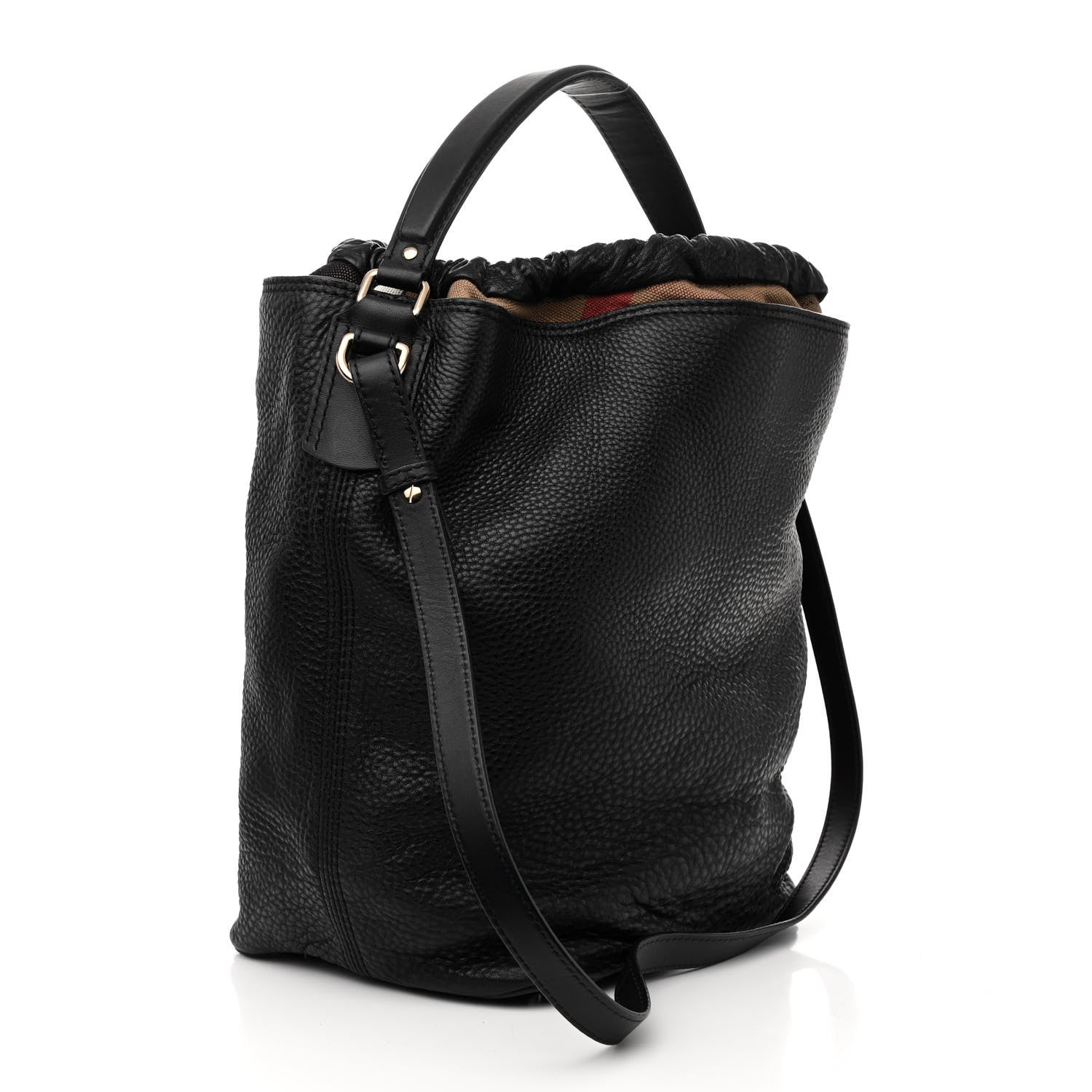 Burberry Grainy Calfskin Medium Check Ashby Hobo Black 3 of 18