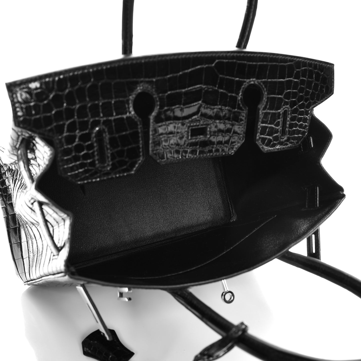 Shiny Porosus Crocodile Birkin 30 Black