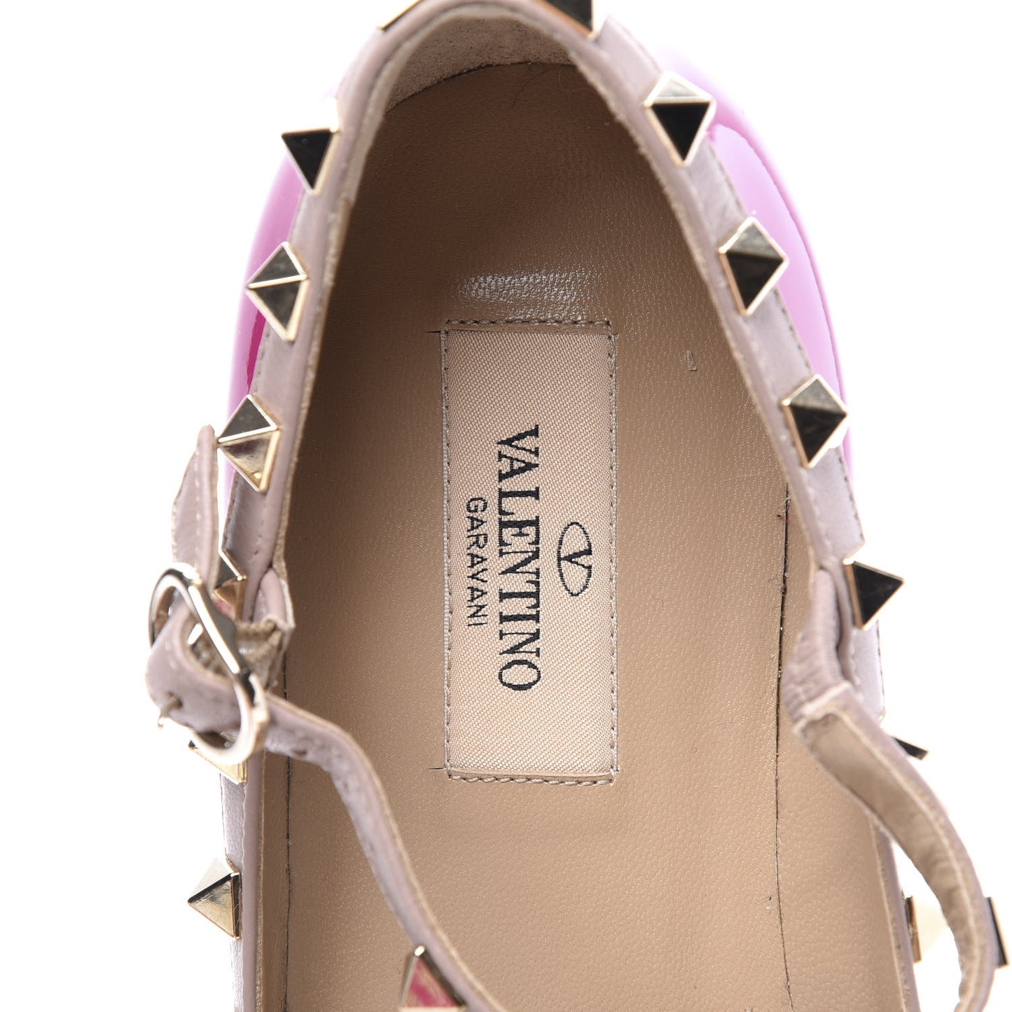 Patent Nappa Rockstud Cage Ballerina Flats 37 Fuxia Poudre