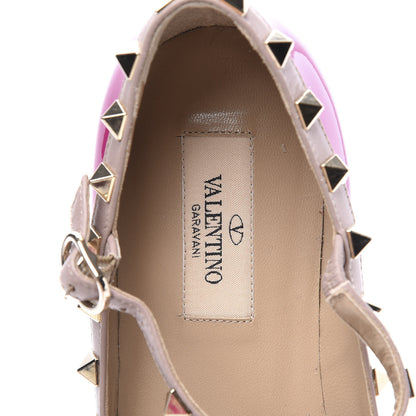 Valentino Garavani Patent Nappa Rockstud Cage Ballerina Flats 37 Fuxia Poudre 8 of 11