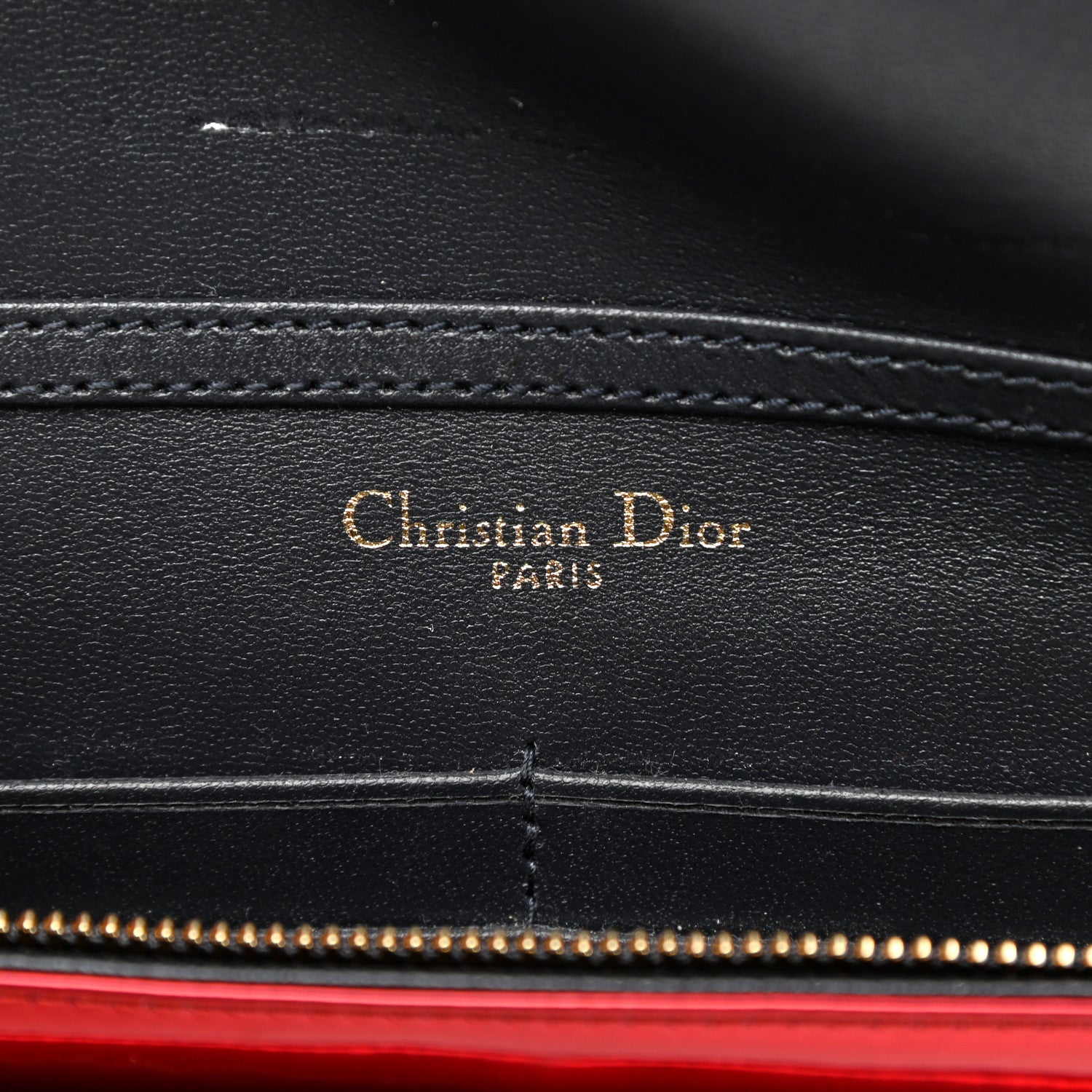 Christian Dior Metallic Patent Micro-Cannage Diorama Wallet on Chain Pouch Red 6 of 10