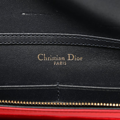Christian Dior Metallic Patent Micro-Cannage Diorama Wallet on Chain Pouch Red 6 of 10