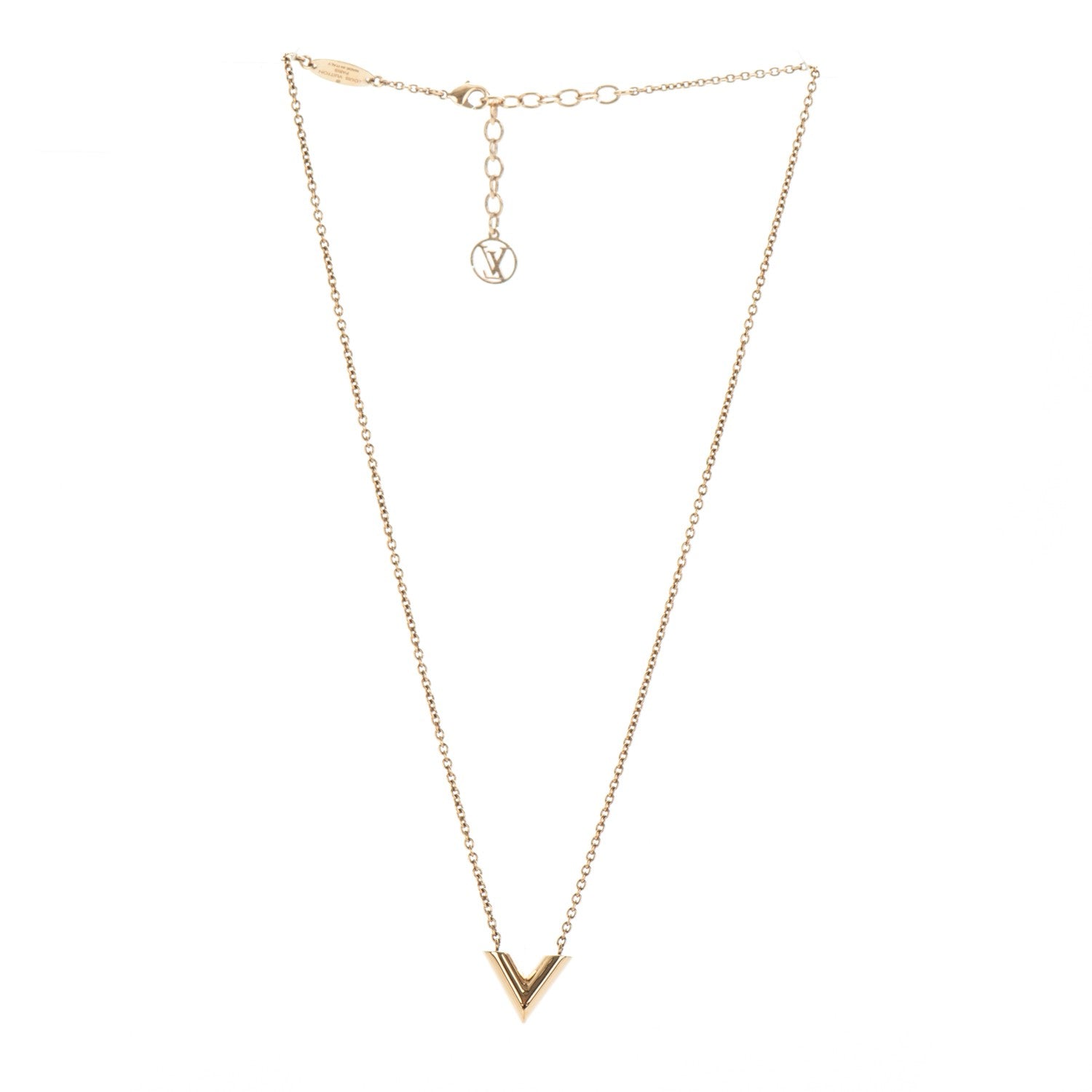 Louis Vuitton Essential V Necklace Gold 3 of 6