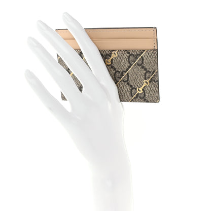 Gucci GG Supreme Monogram Horsebit Card Holder Beige 2 of 8