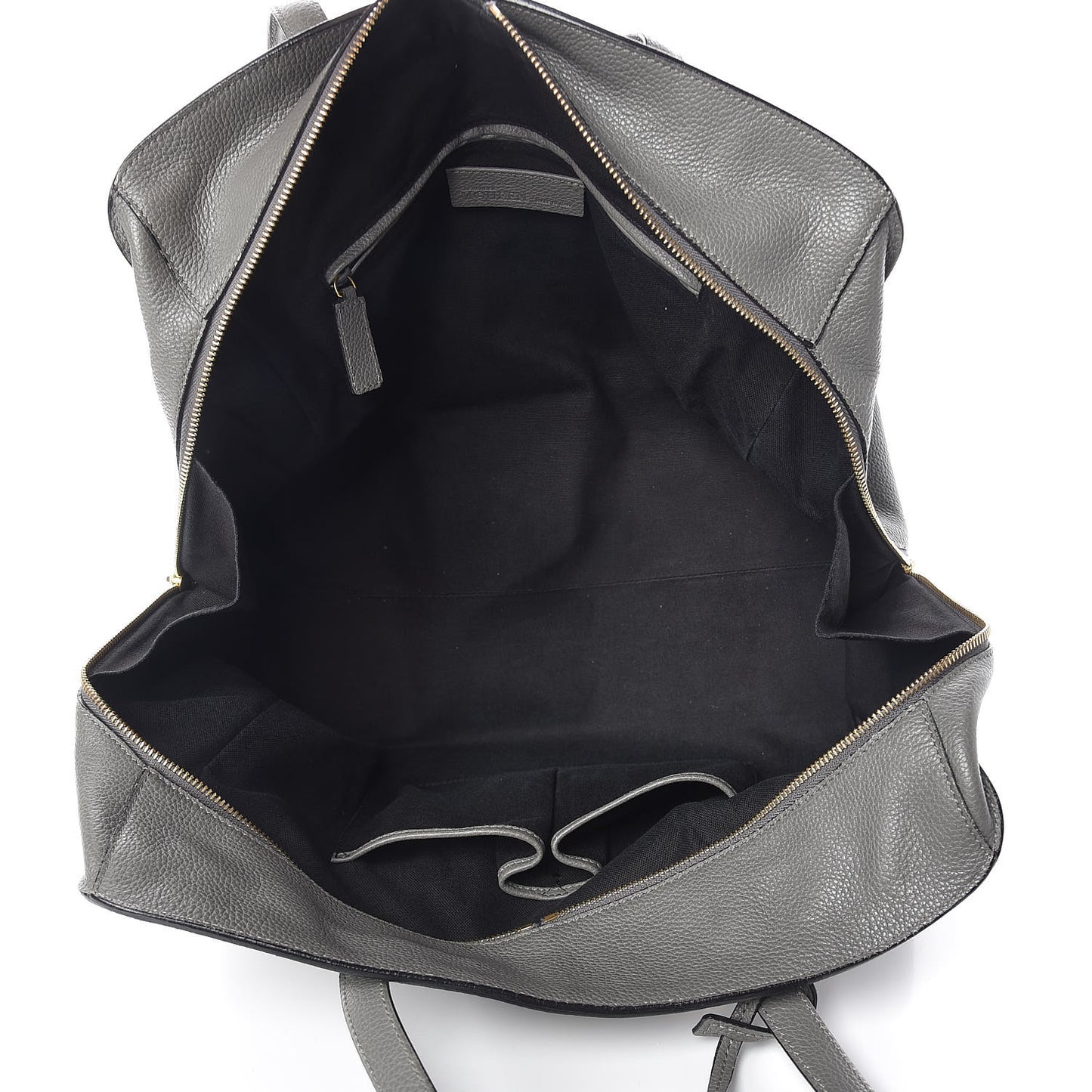 Pebbled Calfskin Large Skull Padlock Zip Around Tote Dark Grey