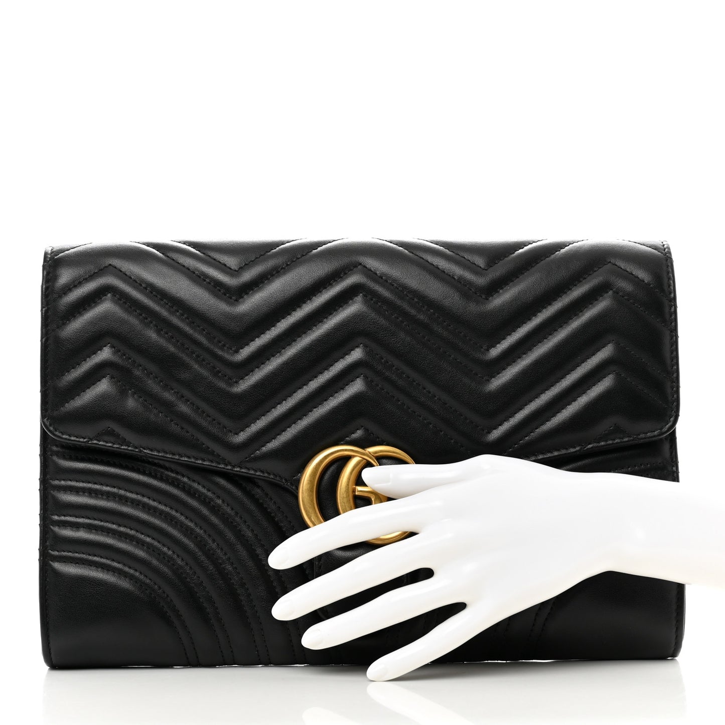 Calfskin Matelasse GG Marmont Clutch Black