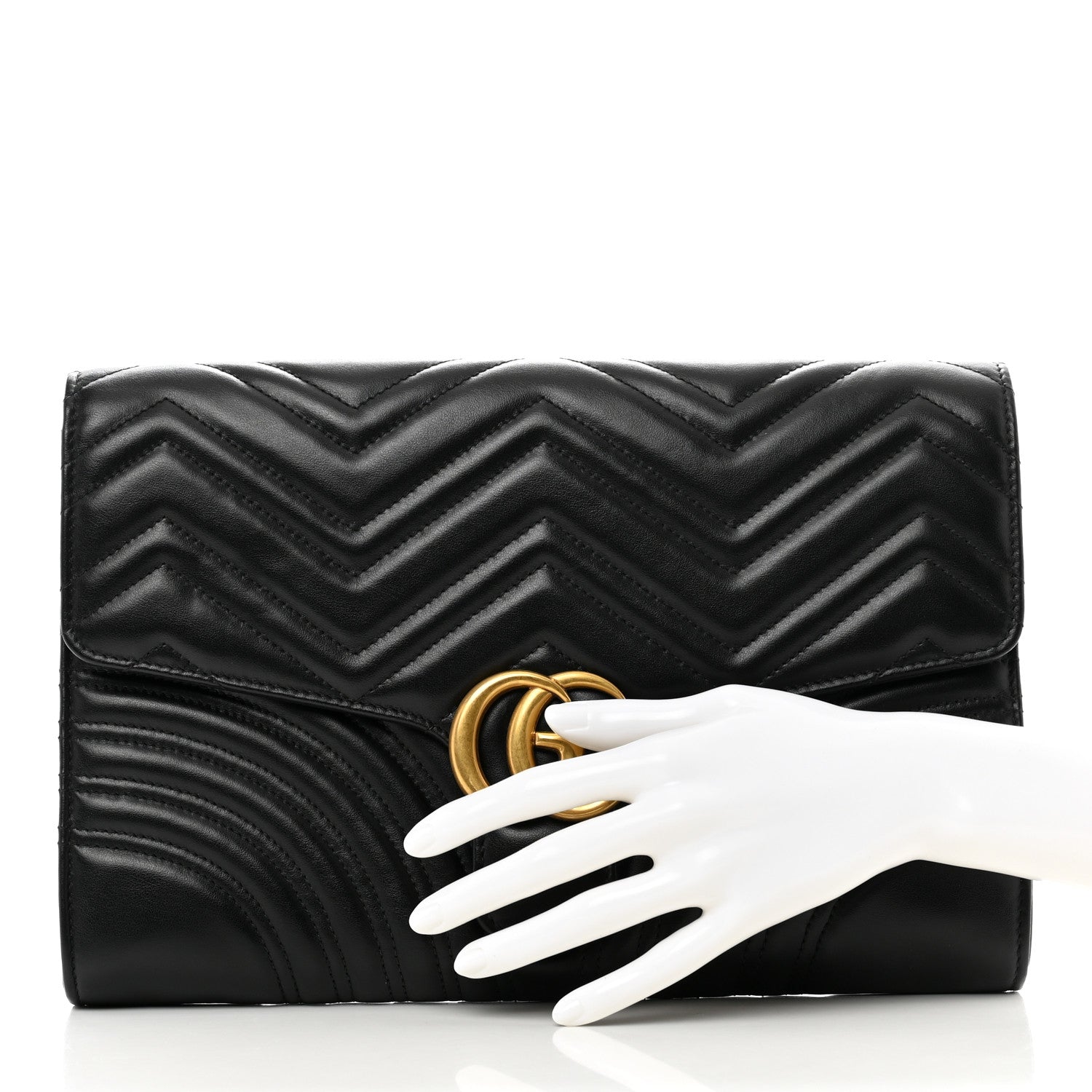 Gucci Calfskin Matelasse GG Marmont Clutch Black 2 of 10