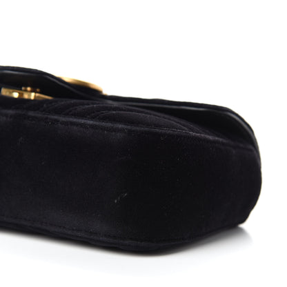 Gucci Velvet Matelasse Mini GG Marmont Shoulder Bag Black 7 of 12