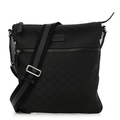 Gucci Nylon Monogram Medium Flat Messenger Bag Black 1 of 10
