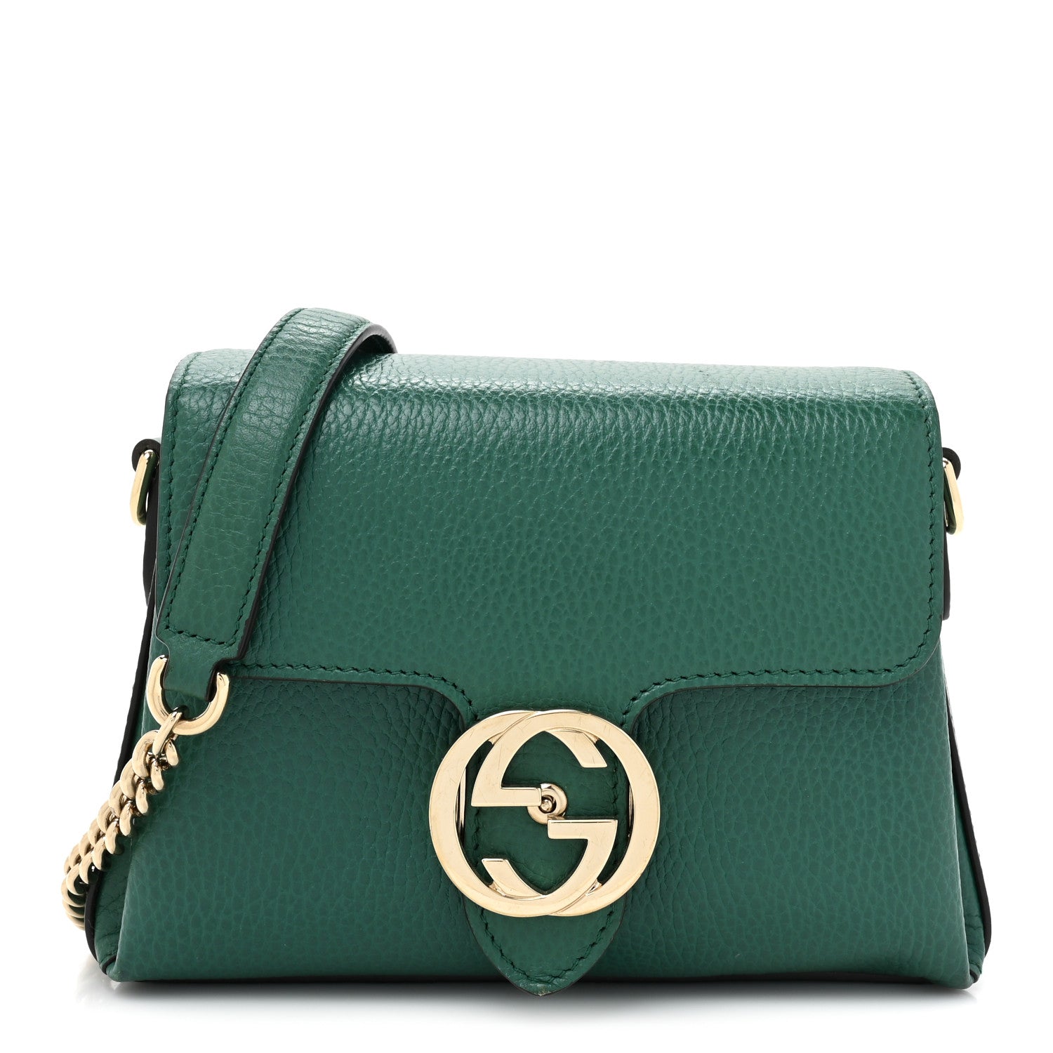 Gucci Dollar Calfskin Interlocking G Crossbody Bag Emerald 1 of 18