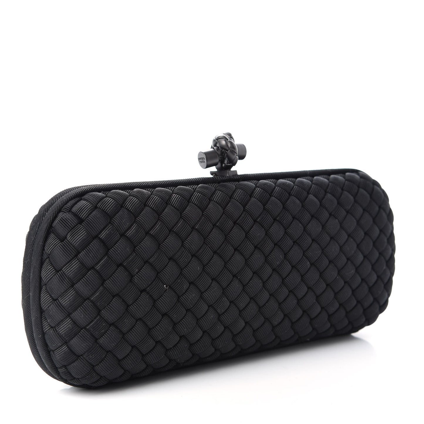 Silk Faille Intrecciato Knot Clutch Black