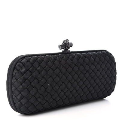 Bottega Veneta Silk Faille Intrecciato Knot Clutch Black 3 of 7