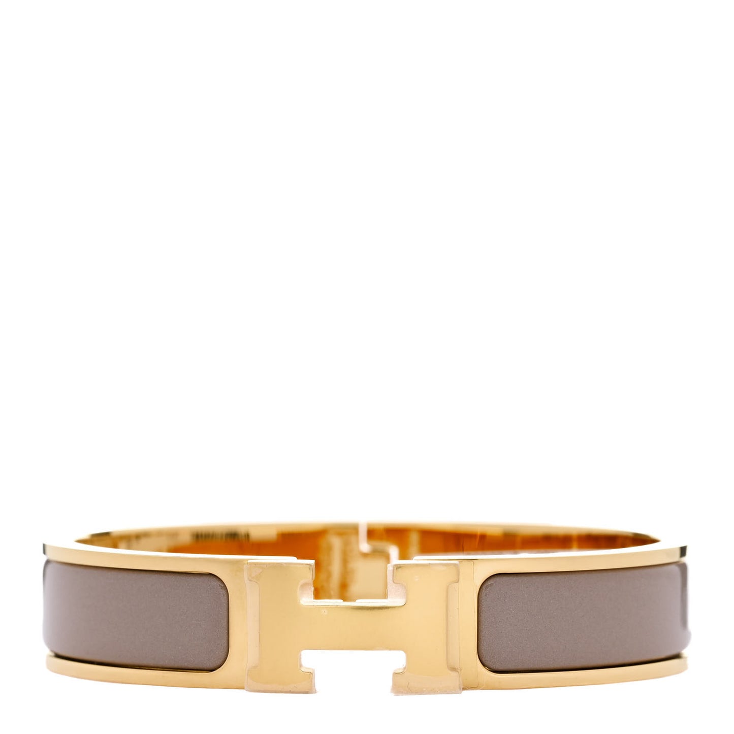 Enamel Narrow Clic Clac H Bracelet PM Marron Glace
