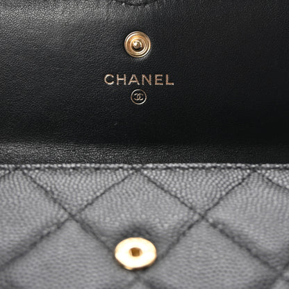Chanel Caviar Quilted Filigree Large Gusset Flap Wallet Black 6 of 8