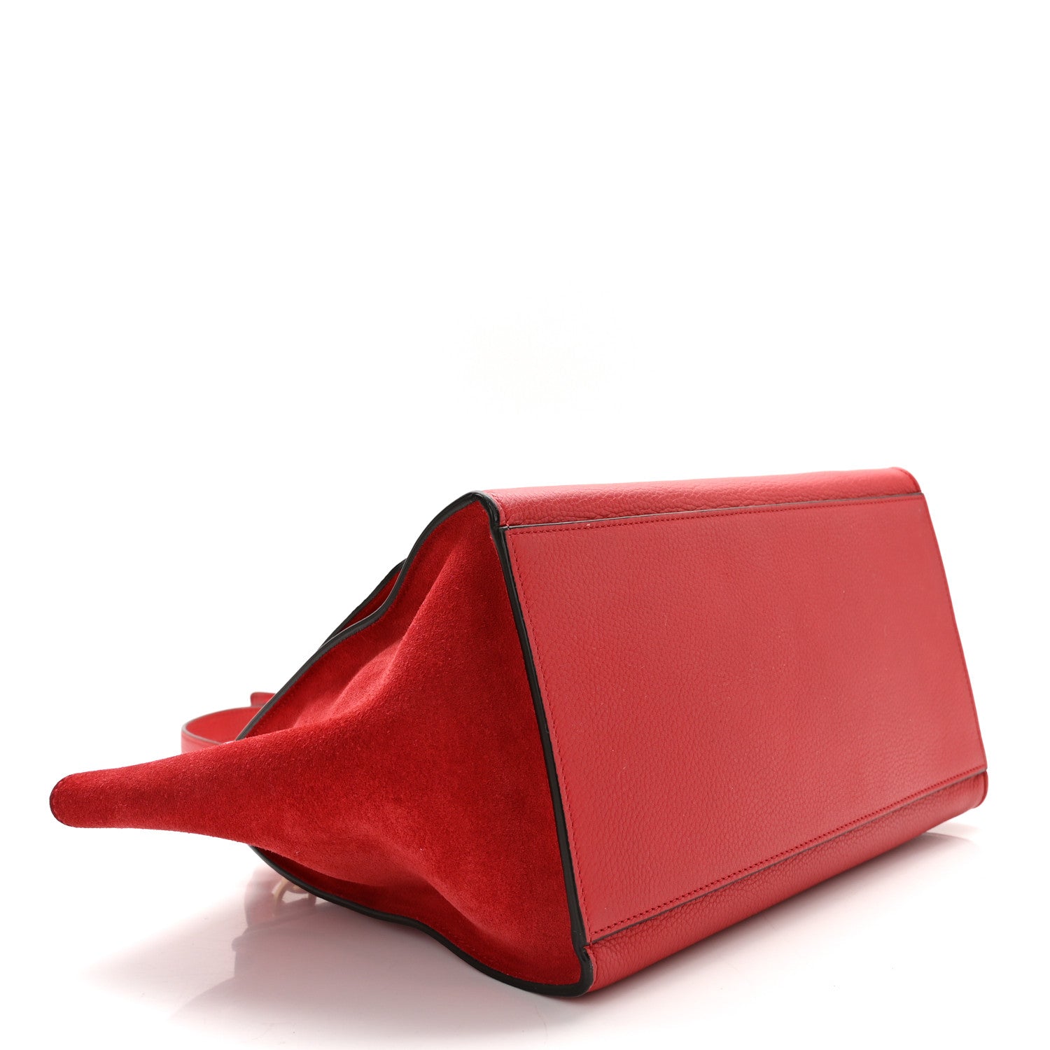 Celine Drummed Calfskin Suede Medium Trapeze Coquelicot 4 of 9