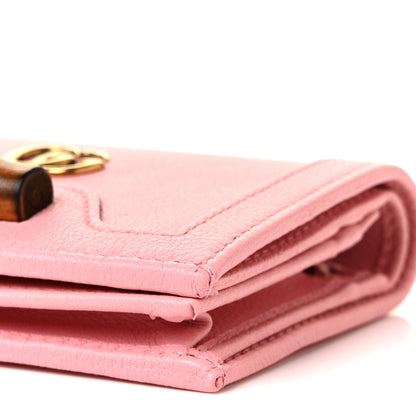 Gucci Wonka Grain Calfskin Diana Card Case Wallet Wild Rose 8 of 9