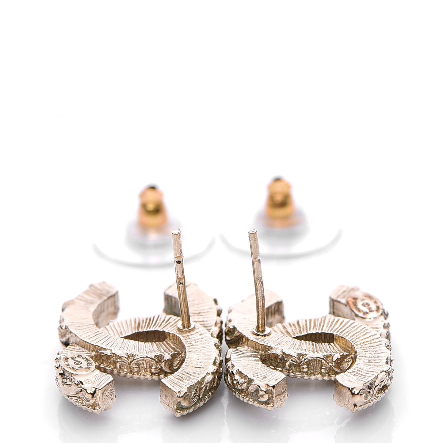 Enamel CC Baroque Earrings Black Gold