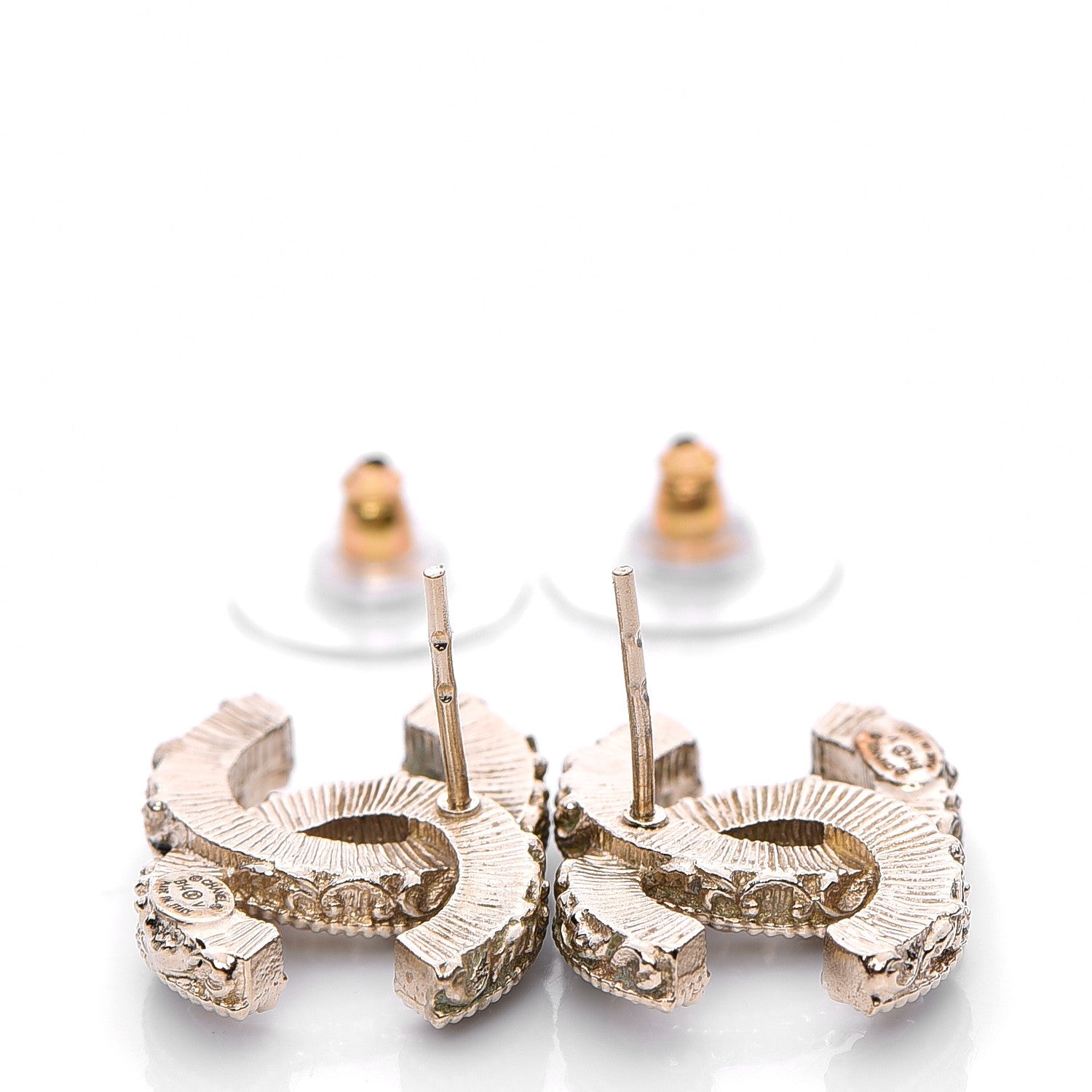 Chanel Enamel CC Baroque Earrings Black Gold 7 of 8