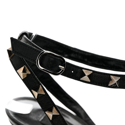 Valentino Garavani Calfskin Nappa Rockstud Ankle Strap 100mm Pumps 37.5 Black 10 of 12