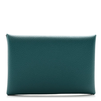 Hermes Chevre Mysore Calvi Card Case Vert Bosphore 1 of 8