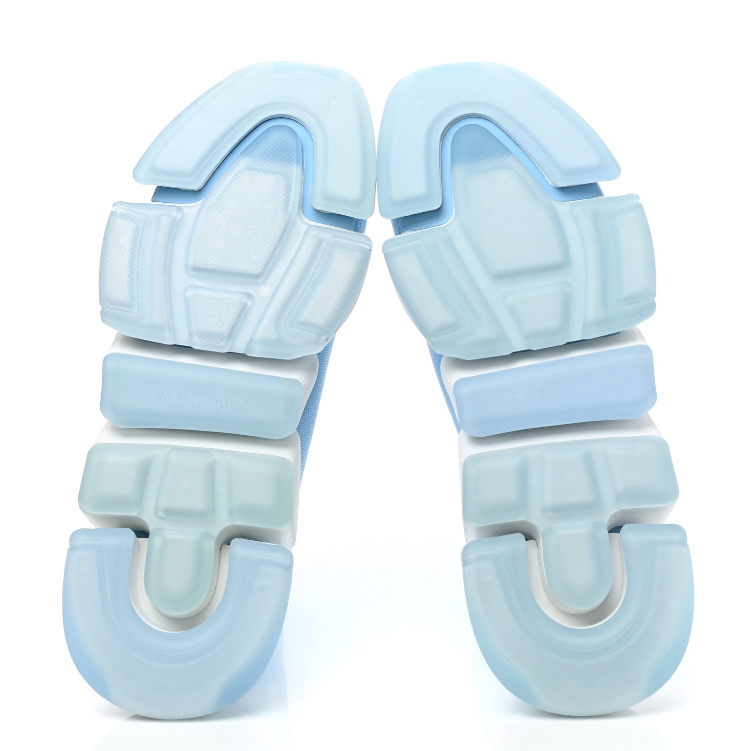 Balenciaga Technical 3D Recycled Knit Bi-Color Mens Speed 2.0 Transparent Sole Sneakers 46 Blue White Transparent Blue 5 of 9