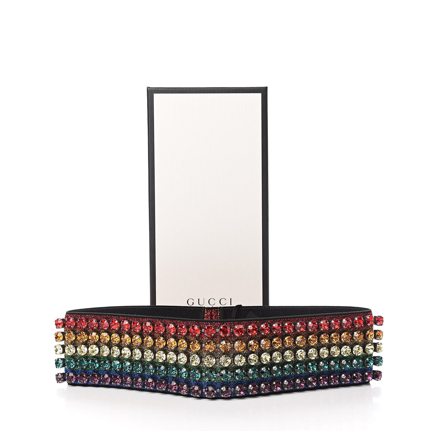 Gucci Metallic Crystal Embellished Webby Headband 57 Rainbow 6 of 6
