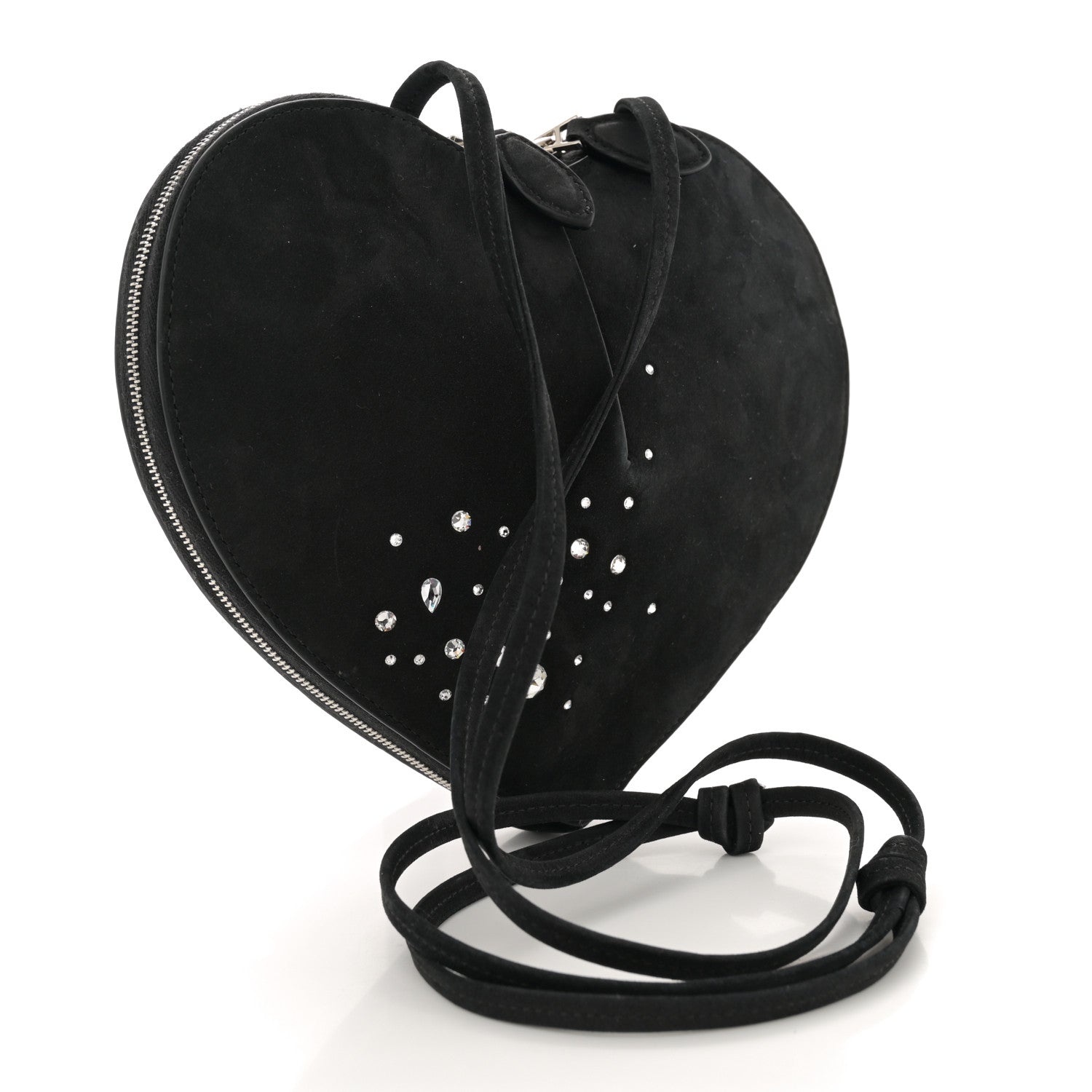 Alaia Suede Crystal Embellished Le Coeur Bag Black 2 of 8