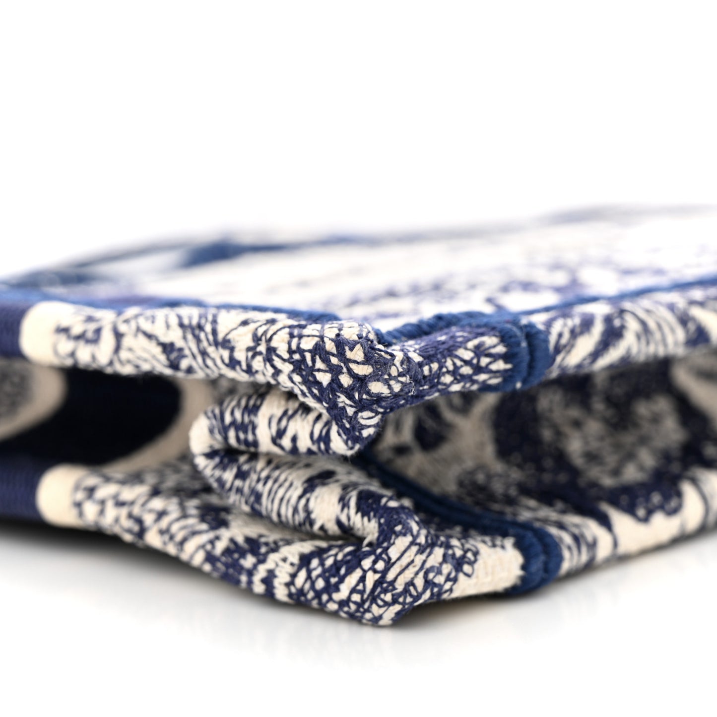 Canvas Embroidered Mini Toile De Jouy Book Tote Blue