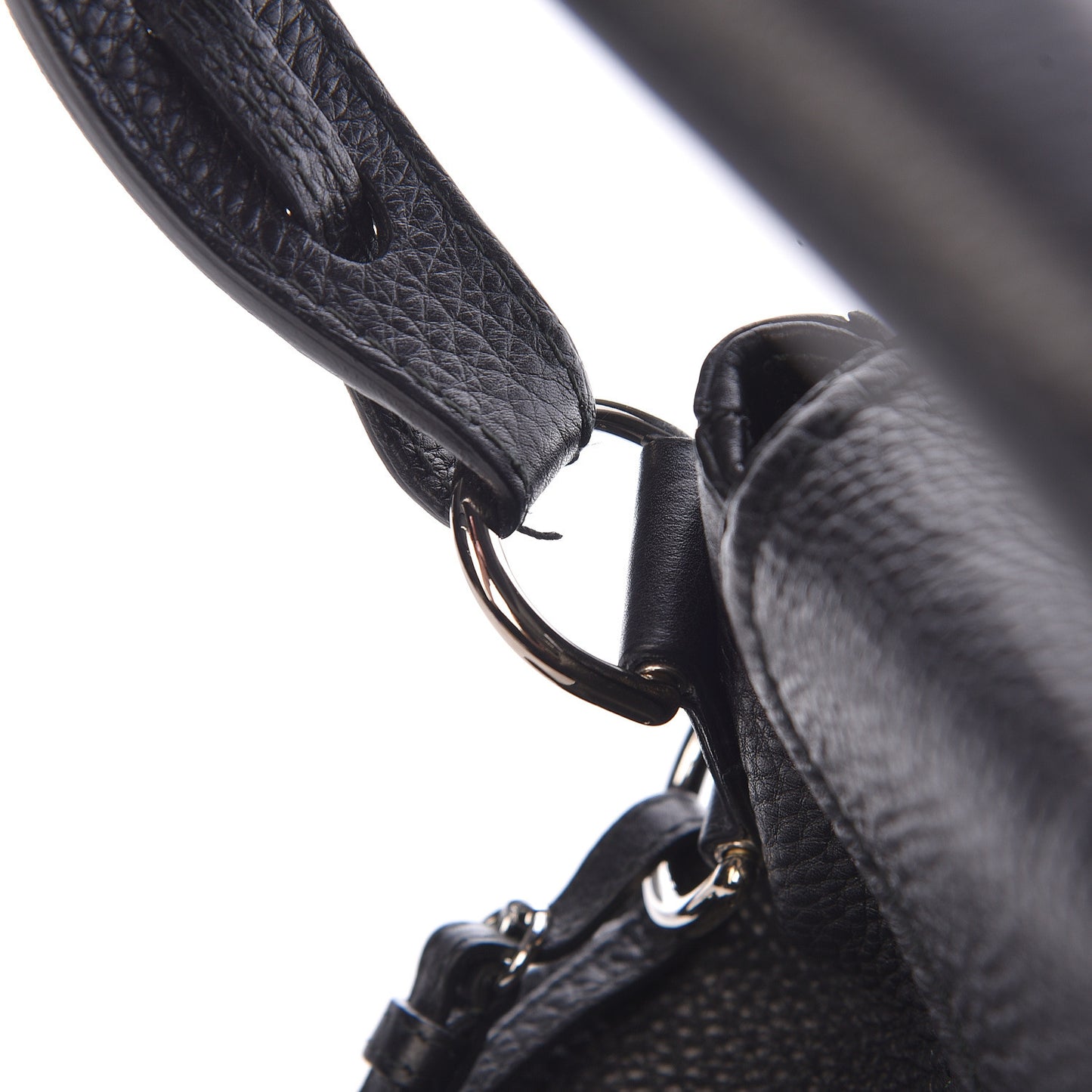 Pebbled Calfskin Medium Techno Horsebit Shoulder Flap Bag Black