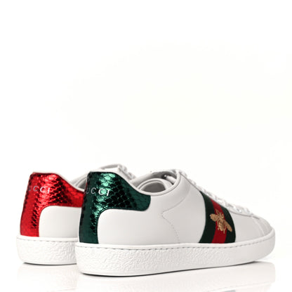 Gucci Calfskin Ayers Bee Embroidered Womens Ace Sneakers 36 White Green 4 of 10
