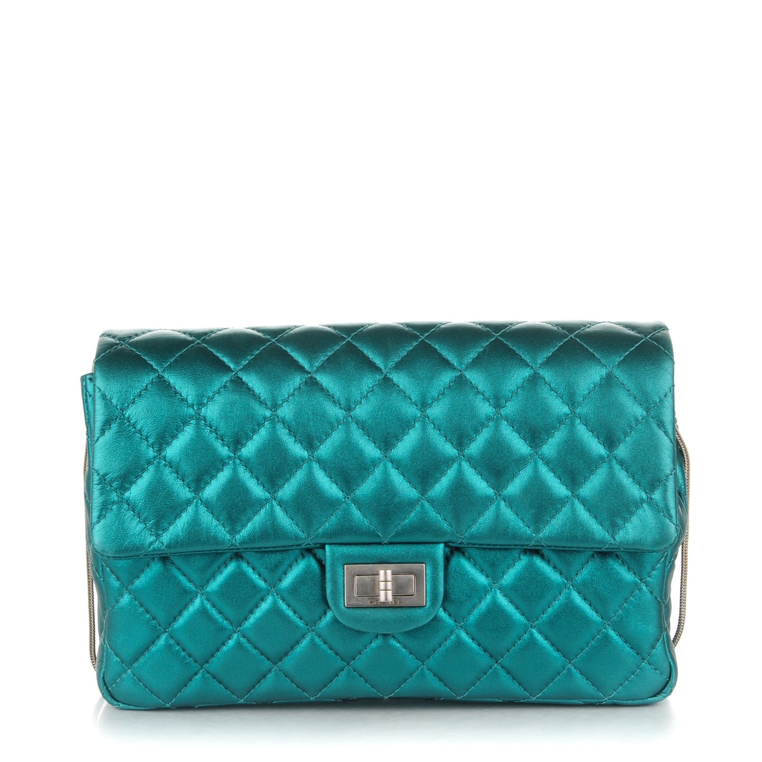 Chanel Metallic Calfskin Quilted Snake Chain 2.55 Reissue Flap Turquoise 1 of 8