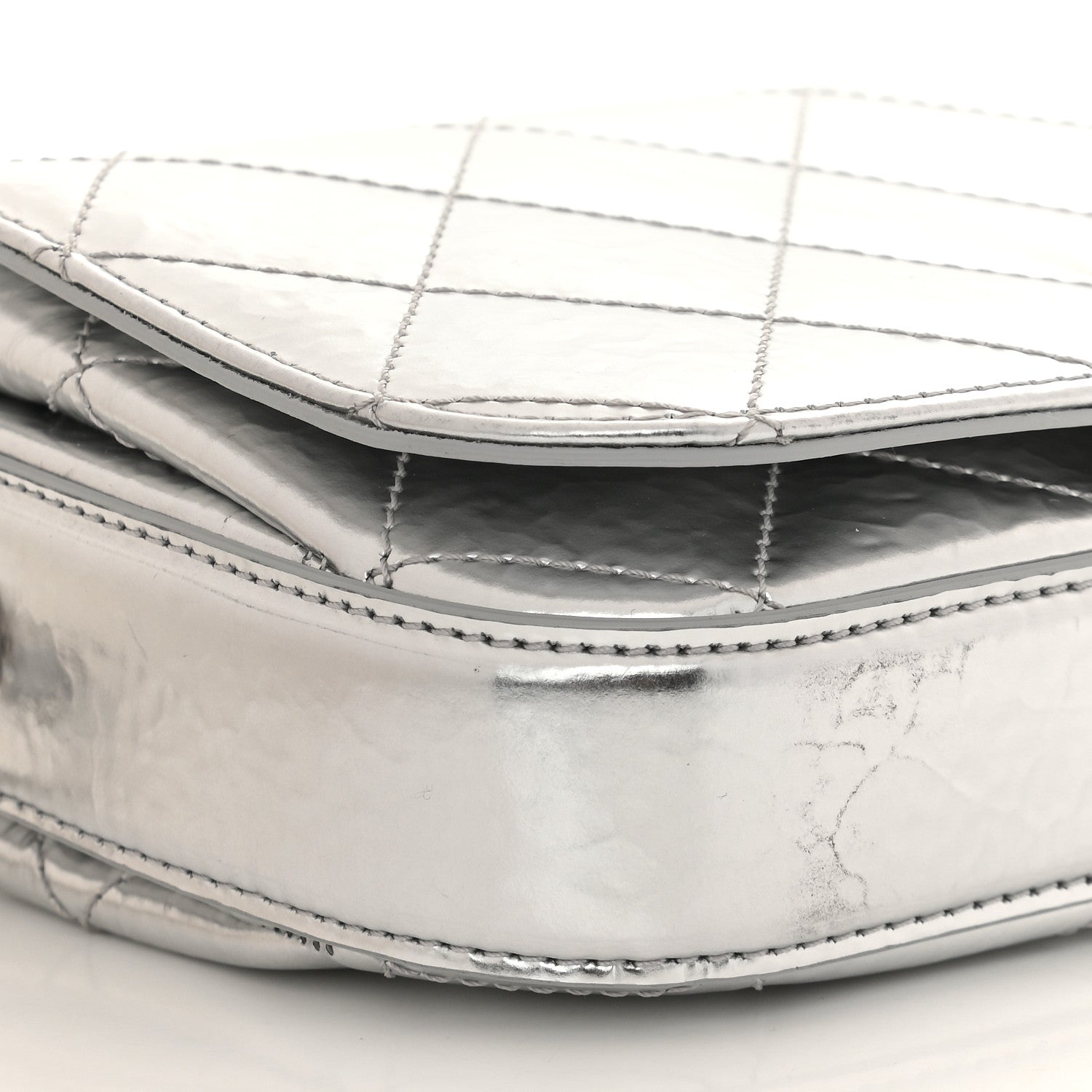 Chanel Hammered Metallic Calfskin Quilted Flap Silver 8 of 11
