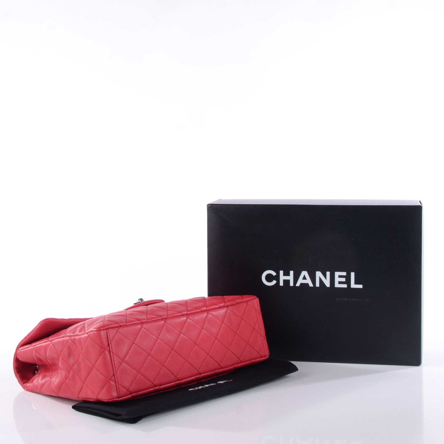 Washed Caviar Quilted Maxi Single Flap Fuchsia