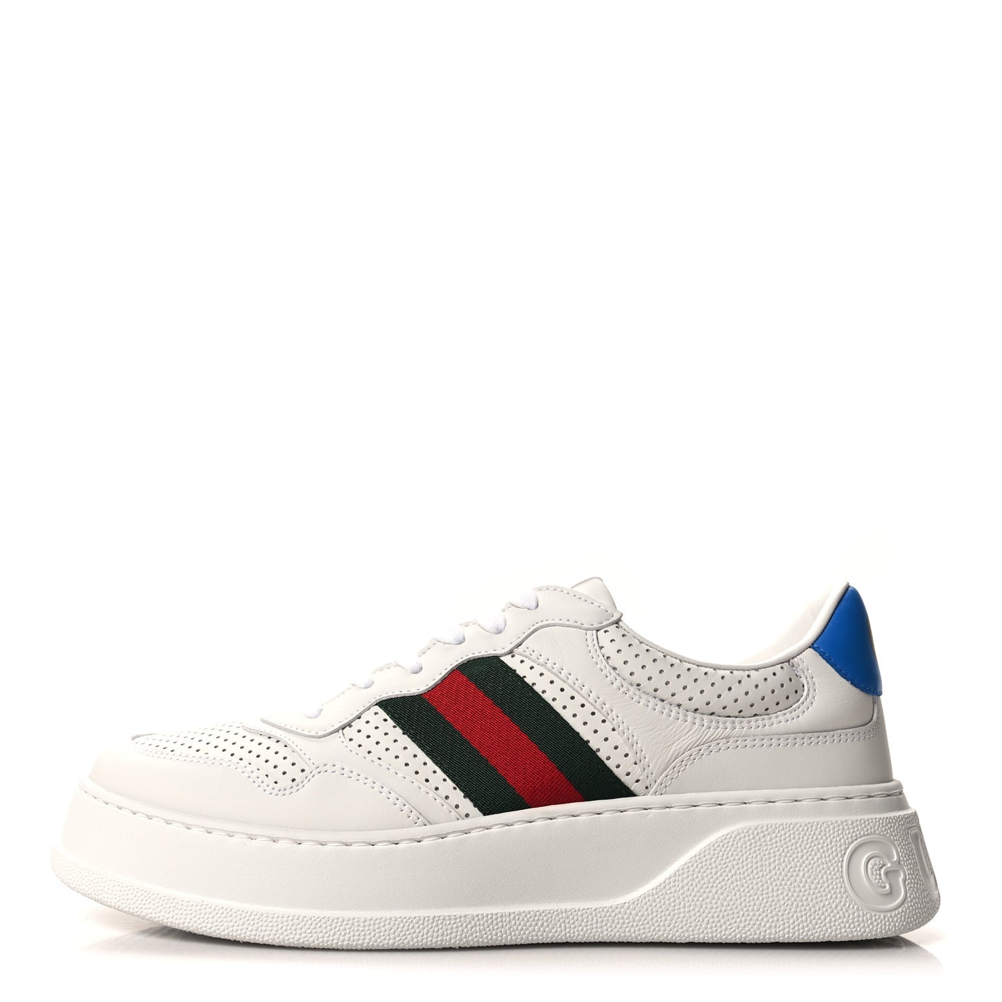 Calfskin Web Mens Ace Sneakers 8.5 White Blue