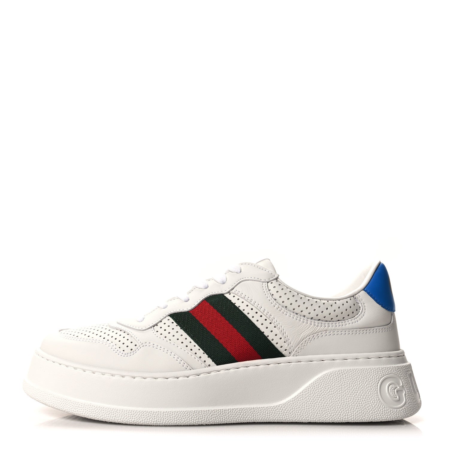 Gucci Calfskin Web Mens Ace Sneakers 8.5 White Blue 1 of 8