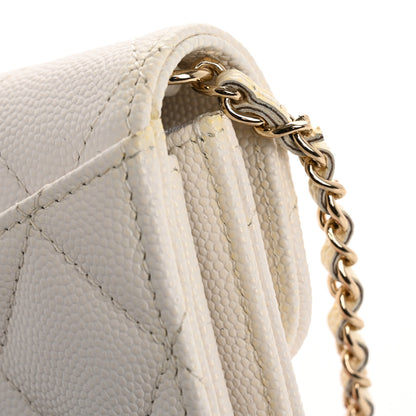 Chanel Caviar Quilted Flap Card Holder On Chain White 15 of 15
