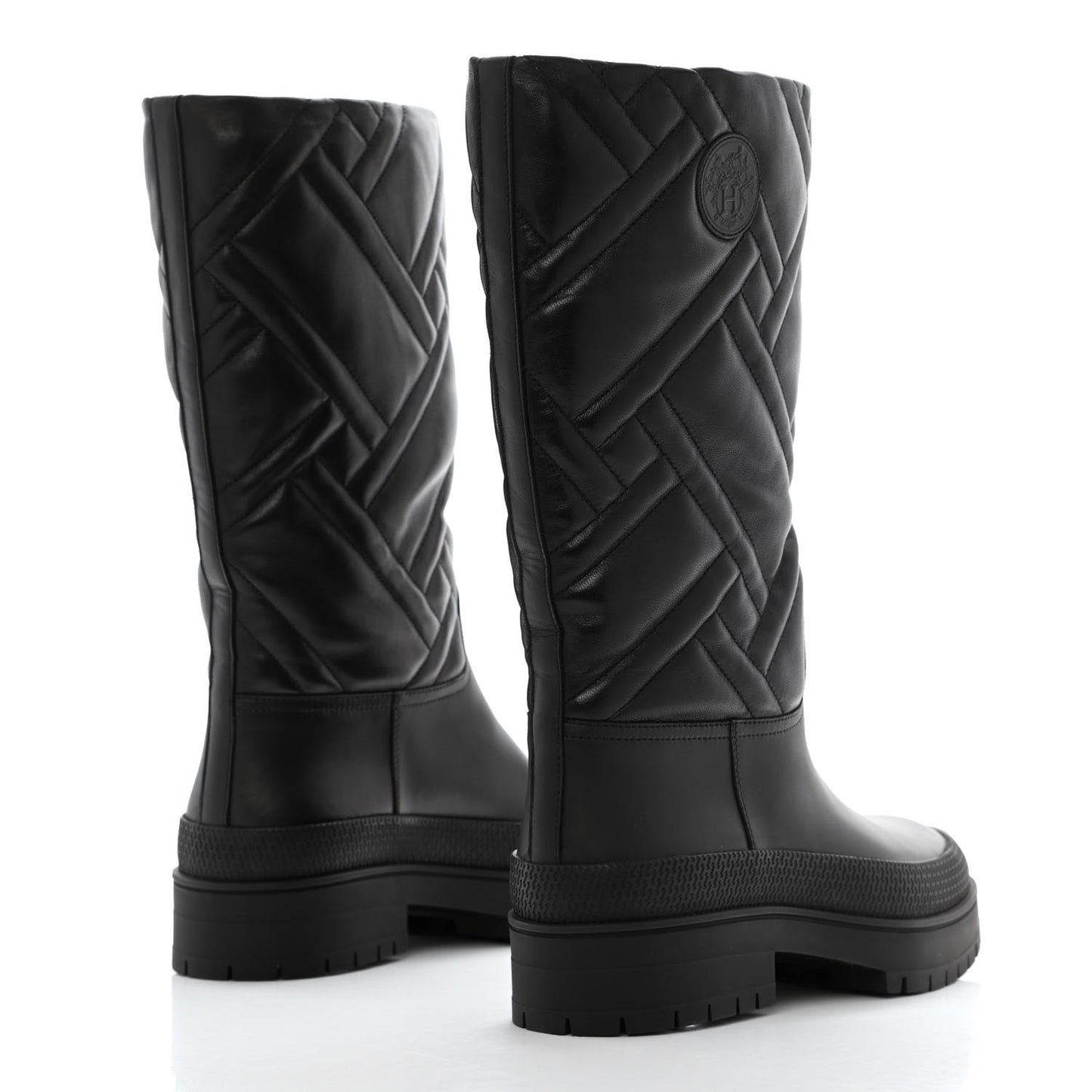 Suede Goatskin Quilted Fuji Boots 37 Black