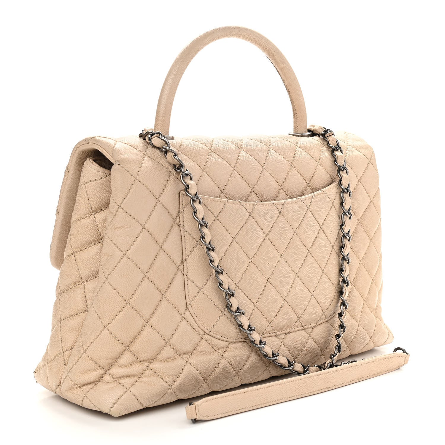 Chanel Caviar Quilted Medium Coco Handle Flap Light Beige 3 of 25