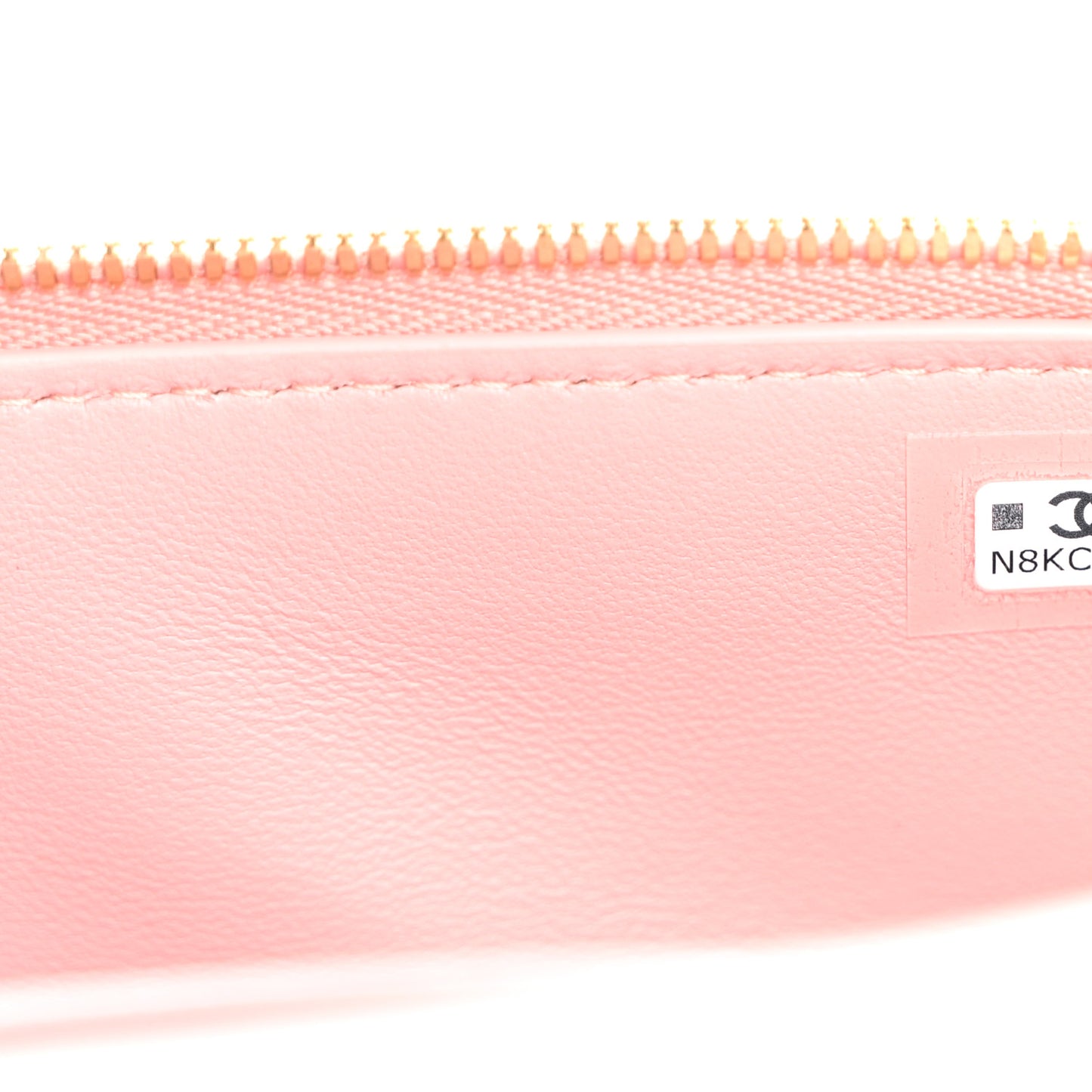Calfskin Crocodile Embossed Crococo Top Handle Slim Vanity Case With Chain Light Pink